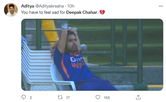 Chahar, however, could not succeed in his attempt. Chahar Lungi became a victim of Engidi. Chahar was very disappointed as he was dismissed before taking the team to victory.