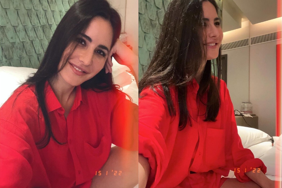 Katrina kaif shares selfie on instagram in red outfit