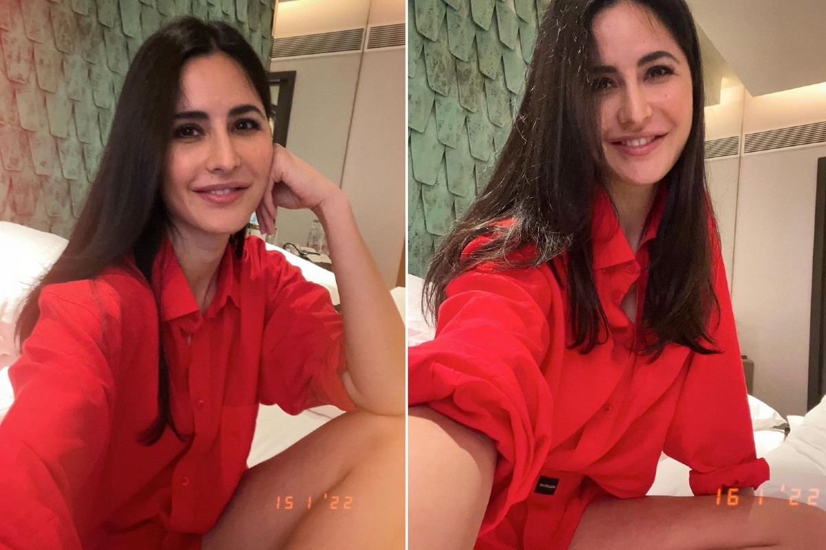 Katrina kaif shares selfie on instagram in red outfit