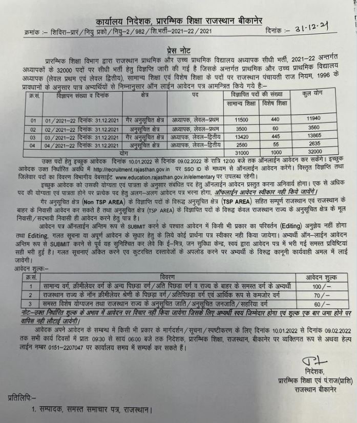  Rajasthan Teachers Recruitment 2022, REET 2021, rajasthan teacher bharti, Rajasthan Primary and Upper Primary teacher bharti, Rajasthan Elementary Education Department, latest teacher jobs, teacher recruitment notice, राजस्थान शिक्षक भर्ती 2022, रीट 2021, राजस्थान प्राथमिक और उच्च प्राथमिक शिक्षक भर्ती, राजस्थान एलिमेंट्री एजुकेशन डिपार्टमेंट, लेटेस्ट शिक्षक भर्ती, शिक्षक भर्ती नोटिस