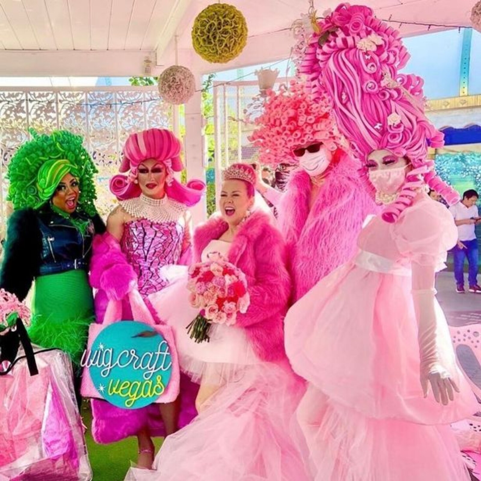 woman marries pink colour