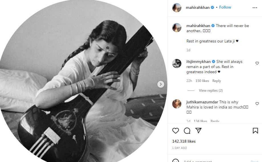 Mahira Khan, Lata Mangeshkar, Mahira Khan Instagram, Mahira Khan and Lata Mangeshkar, Mahira Khan tribute to Lata Mangeshkar, माहिरा खान, लता मंगेशकर, Lata Mangeshkar passed Away