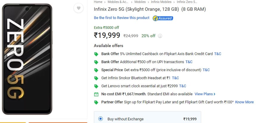 Infinix Zero 5G Price in India, Infinix Zero 5G Sale, Flipkart Sale, Flipkart Offers, 