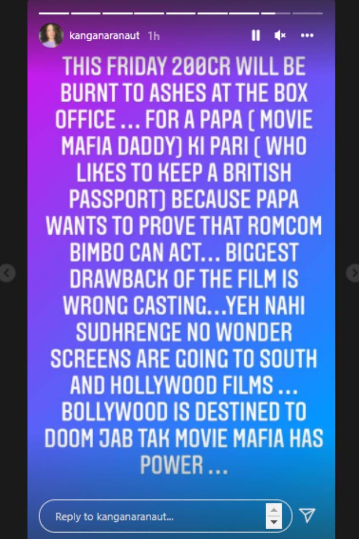 kangna ranaut's post, kangan ranaut