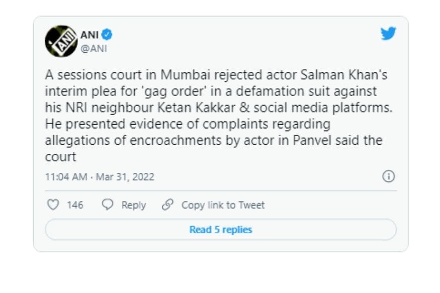 Salman Khan, Salman Khan News, Salman Khan interim plea rejected, Sessions court in Mumbai rejected actor Salman Khan interim plea, gag order defamation Case, Salman Khan NRI neighbour Ketan Kakkar, सलमान खान, सलमान खान का पड़ोसी, केतन कक्कड़, मानहानि का केस, सलमान खान अतिक्रमण का मामला 
