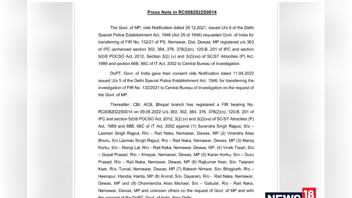 नेमावर हत्याकांड: CBI ने दर्ज की FIR, 9 लोगों को बनाया आरोपी, सरकार ने की थी जांच की सिफारिश 