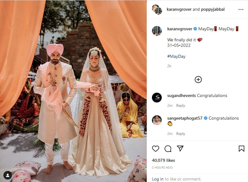 Karan V Grover, Poppy Jabbal, Karan V Grover and Poppy Jabbal, Karan V Grover Poppy Jabbal Wedding, TV News in Hindi, Entertainment News in Hindi, करण वी ग्रोवर, पोपी जब्बल, करण वी ग्रोवर और पोपी जब्बल, करण वी ग्रोवर पोपी जब्बल शादी