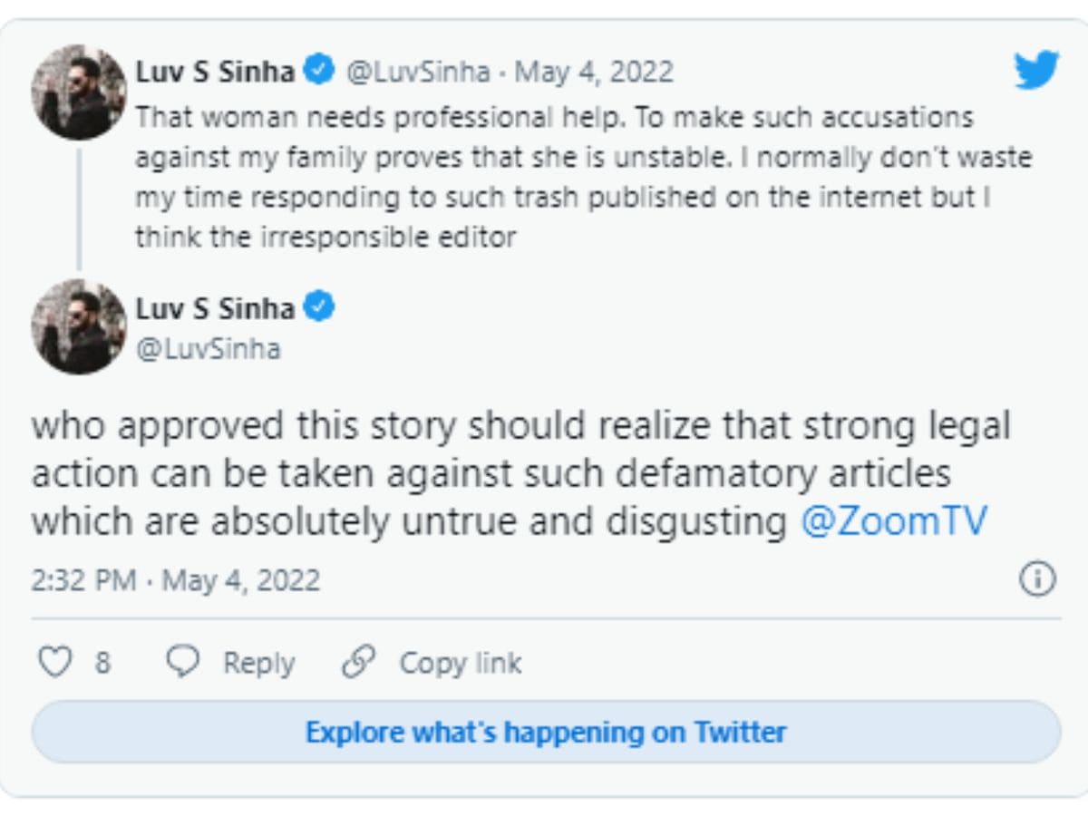 Pooja Misrra, Pooja Misrra News, Pooja Misrra allegations against Shatrughan Sinha family, Shatrughan Sinha, Sonakshi Sinha, Luv Sinha tweet, Luv Sinha tweet and expressed anger against Pooja Misrra, Social Media, Viral News, पूजा मिश्रा, शत्रुघ्न सिन्हा, पूजा मिश्रा का शत्रुघ्न सिन्हा के परिवार पर आरोप, सोशल मीडिया