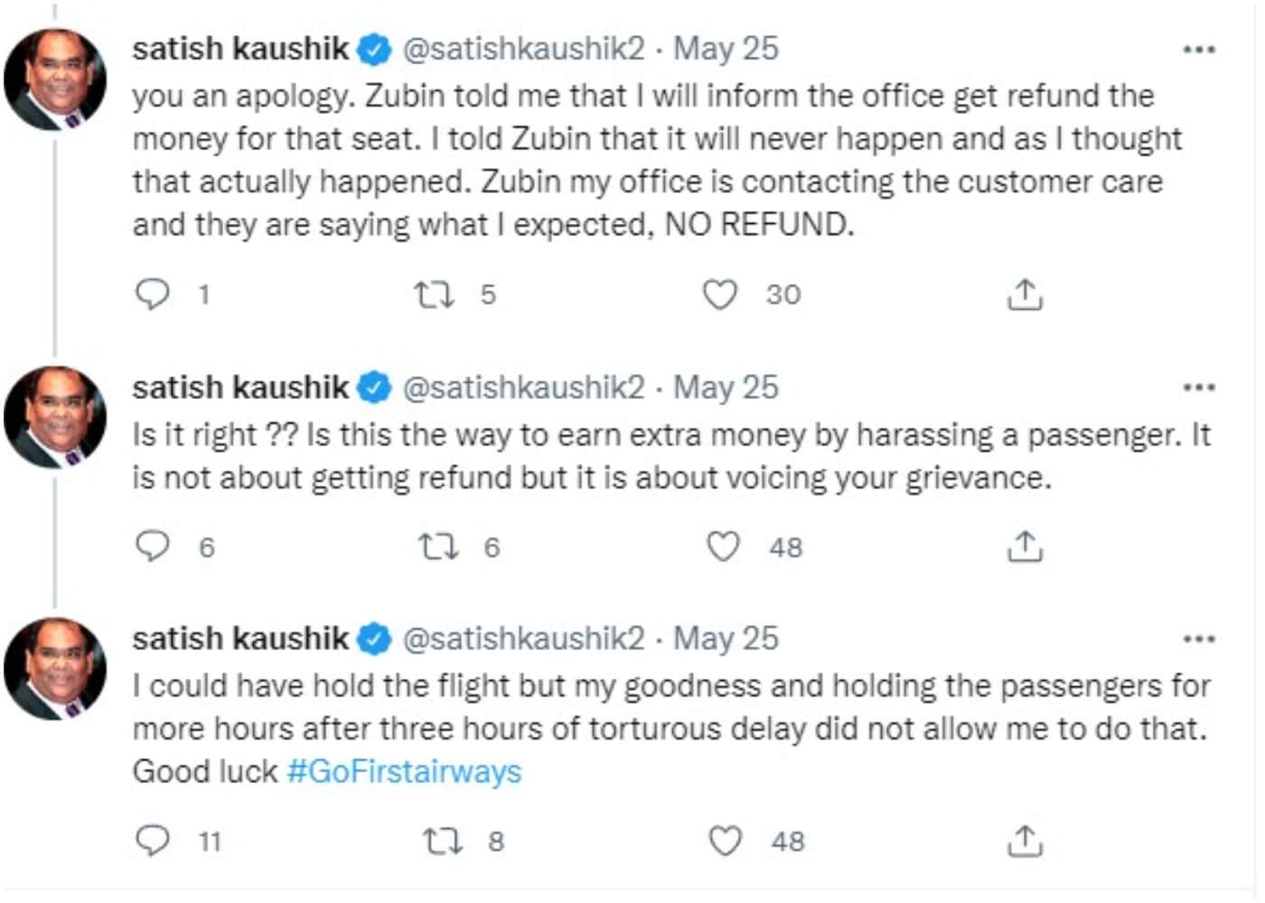 Satish Kaushik Accuses Airline (2)