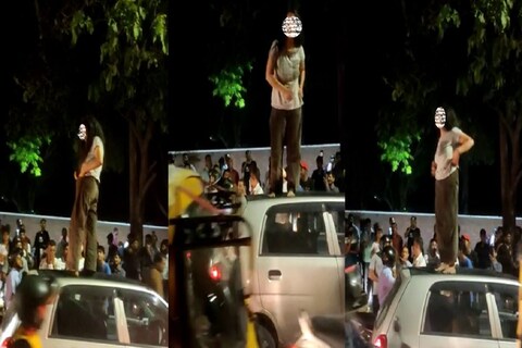 चंडीगढ़ में कार की छत पर चढ़कर लड़की ने किया हंगामा