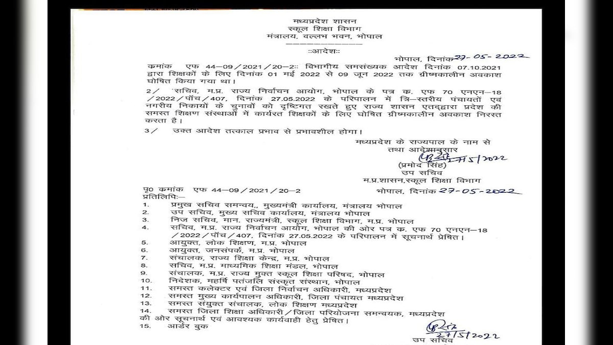 MP Panchayat Chunav 2022: पंचायत चुनाव के चलते एमपी में शिक्षकों के ग्रीष्मकालीन अवकाश निरस्त, देखें पूरी जानकारी