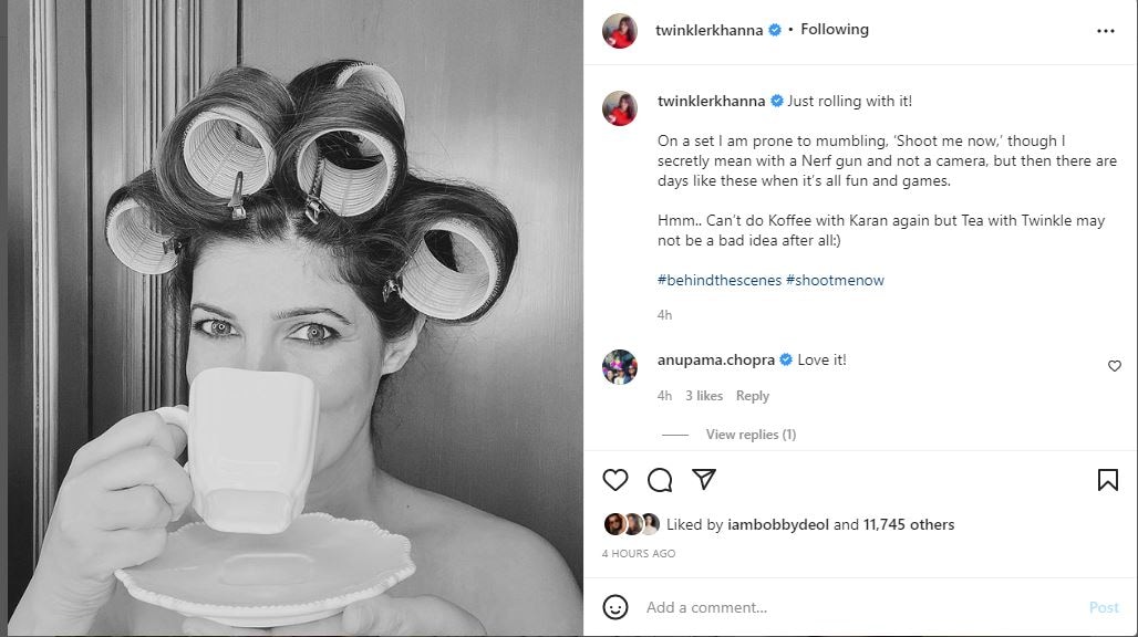 Twinkle Khanna shares new pic on instagram she can bring tea with twinkle