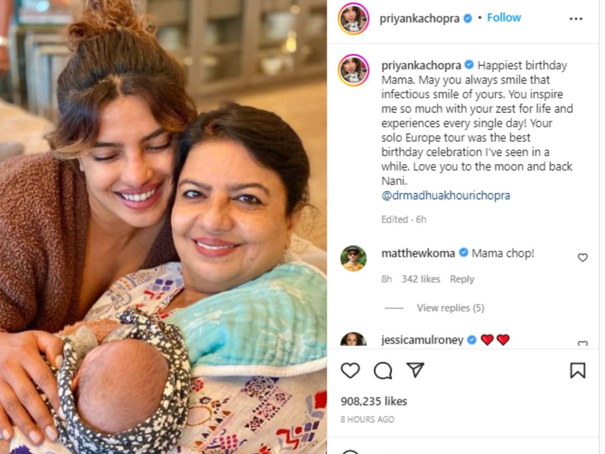 priyanka chopra, priyanka chopra daughter, priyanka chopra share daughter malti, priyanka chopra baby photo, madhu chopra, priyanka chopra mother, priyanka chopra daughter, social media, viral post, priyanka chopra new post, priyanka chopra, priyanka chopra's daughter malti, malti that picture