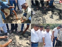 हिमाचल में भ्रष्ट ठेकेदार! मिट्टी पर टारिंग, गुस्साए लोगों ने हाथ से उखाडी