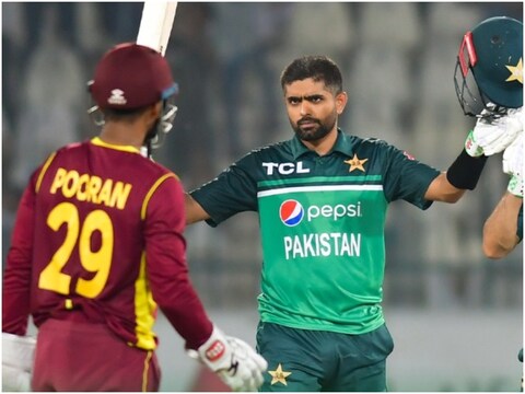 PAK vs WI 1st ODI: बाबर आजम ने वेस्टइंडीज के खिलाफ पहले वनडे में 103 रन की पारी खेली. (PC-Pakistan cricket twitter)