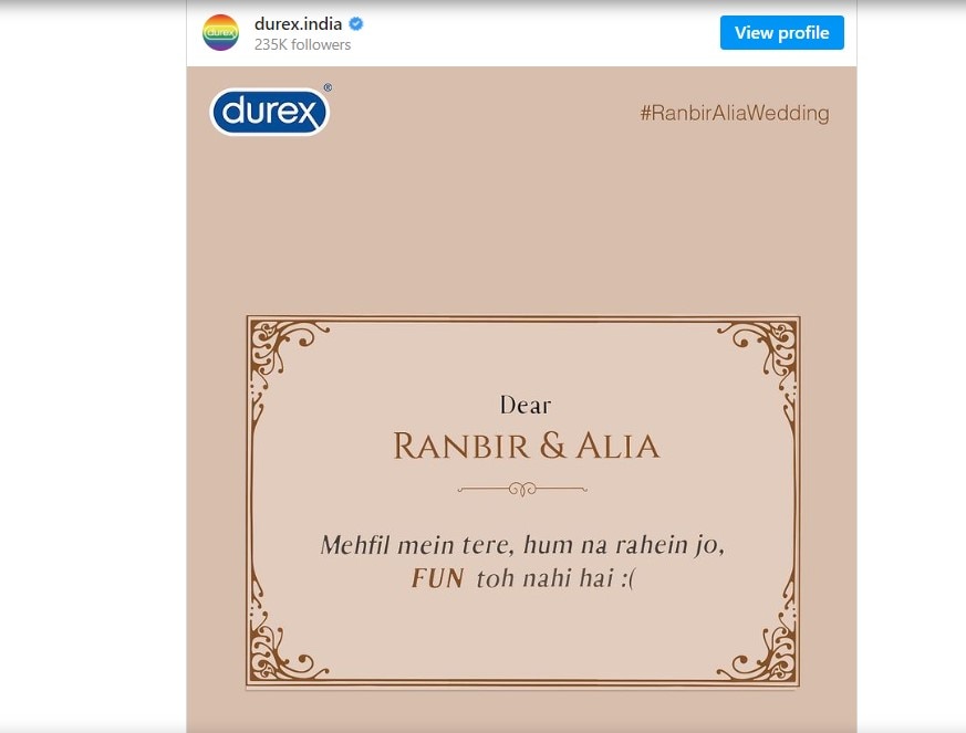 Durex India Congratulates Alia Bhatt, Ranbir Kapoor