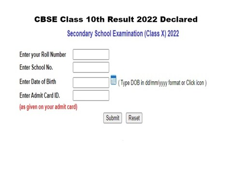 CBSE Class 10th Result 2022 Declared at cbseresults.nic.in