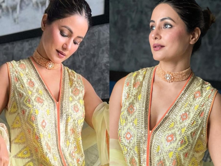  हिना खान (Hina Khan) ने अपने लेटेस्ट फोटोशूट में बिना बाजू वाले कुर्ता-शरारा सेट को बड़ी खूबसूरती के साथ पहना. एक्ट्रेस अच्छे से जानती हैं कि पारंपरिक परिधानों को किस तरह कैरी किया जाता है. आइए, एक्ट्रेस की खूबसूरत तस्वीरों पर नजर डालें. (फोटो साभार: Instagram@realhinakhan)