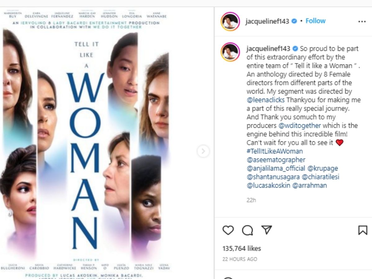 Jacqueline Fernandez, Jacqueline Fernandez News, Jacqueline Fernandez Hollywood Debut, Jacqueline Fernandez first poster of Hollywood film, Tell It Like A Woman, Social Media, Viral News, जैकलीन फर्नांडिस , जैकलीन फर्नांडिस  का हॉलीवुड डेब्यू, सोशल मीडिया, वायरल न्यूज