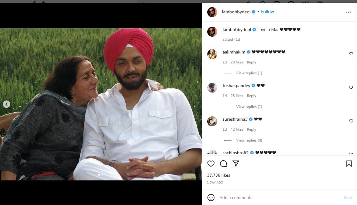 Bobby Deol shares unseen pic of mother Prakash Kaur, Dharmendra's first wife seen after a long time Bobby Deol shares unseen pic of mother Prakash Kaur, Dharmendra's first wife seen after a long time