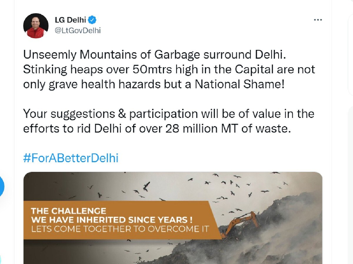 LG Vinai Kumar Saxena, Dirty mountains of garbage, Delhi UP Ghazipur Border, delhi news, LG, Delhi news updates, Delhi, health hazard, national shame, Delhi Landfill Sites, दिल्ली कूड़े के पहाड़, एलजी वीके सक्सेना,