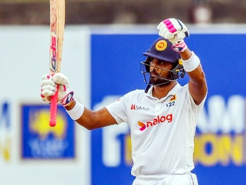 दिनेश चांदीमल ने नाबाद अर्धशतक जड़ा और गॉल टेस्ट में श्रीलंका को मजबूती दी. (AFP)