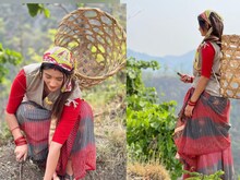 मांग में सिंदूर, गले में मंगलसूत्र पहने खेत की फसल काटते दिखी मशहूर एक्ट्रेस