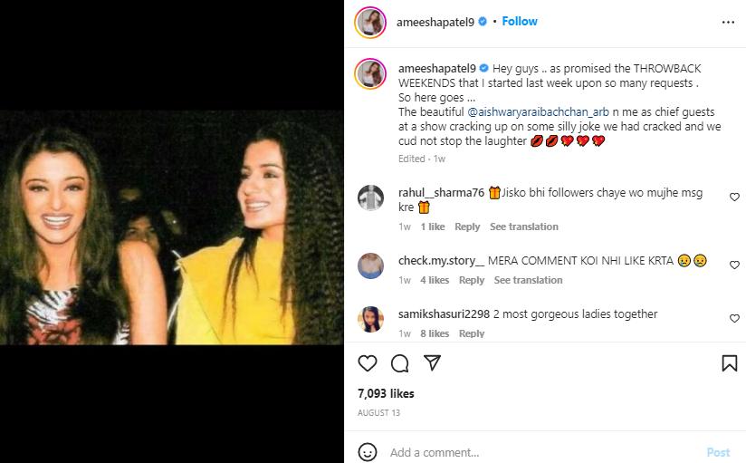Ameesha Patel fulfills her promise, shares throwback picture with Shah Rukh-Gauri Khan with lovely message Aishwarya Rai Bachchan