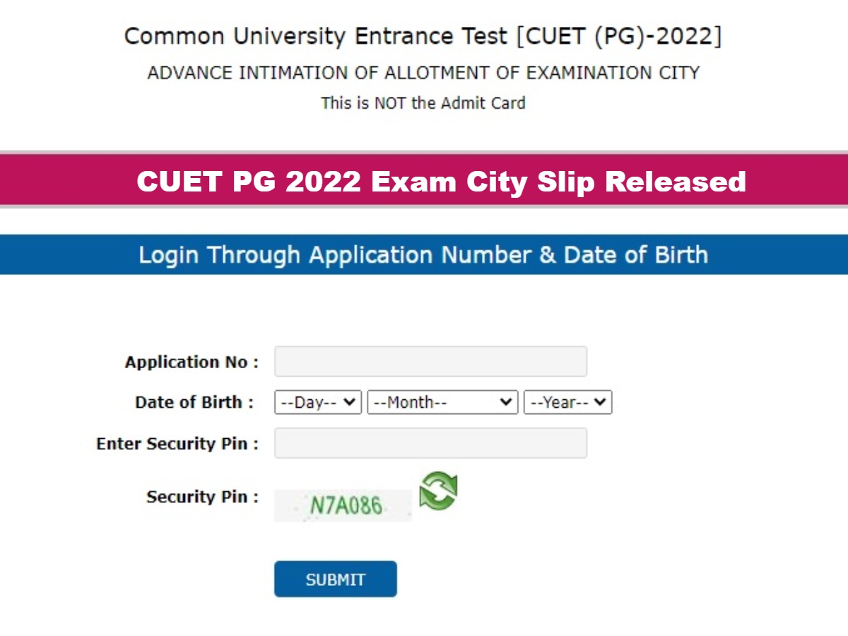 CUET PG 2022 Exam City Slip Released: एग्जाम सिटी स्लिप जारी हो गया है.