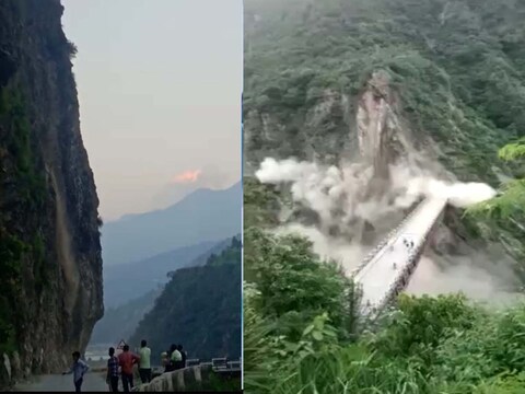 हिमाचल प्रदेश के चंबा से भूस्खलन का हैरत अंगेज वीडियो सामने आया है. (वायरल वीडियो से ली गई तस्वीर )