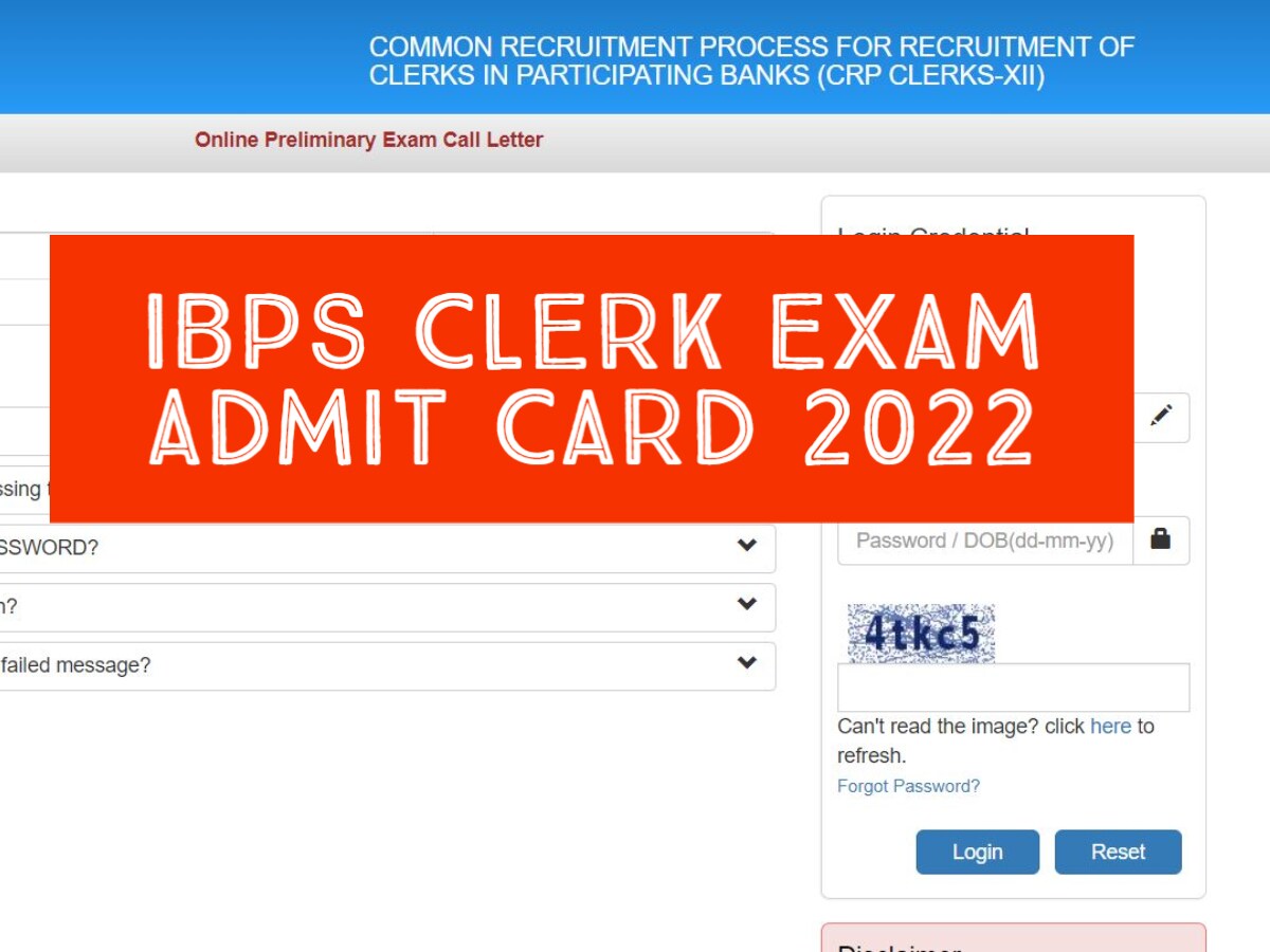 IBPS Clerk Admit Card 2022 आईबीपीएस क्लर्क भर्ती परीक्षा एडमिट कार्ड
