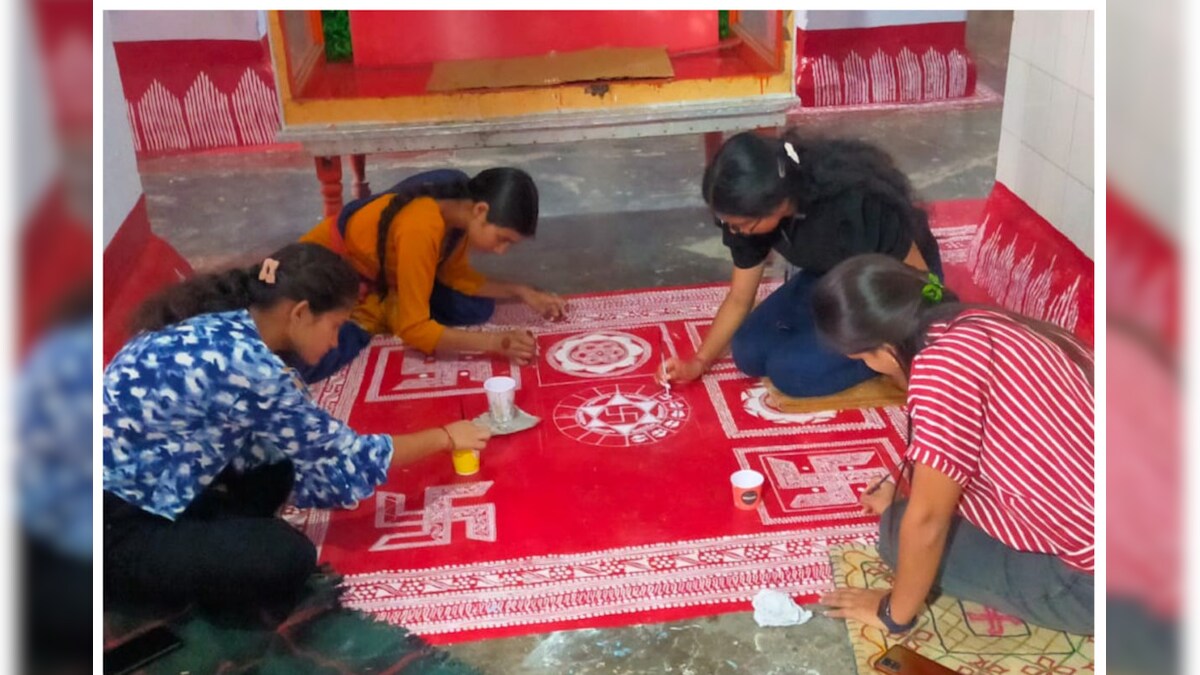 Almora: नंदा देवी मेले की तैयारियां शुरू उत्तराखंड की लोक कला ऐंपण से सज रहा मंदिर