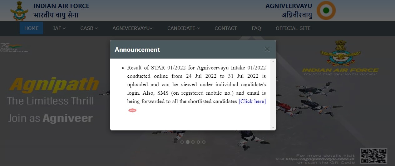 IAF Agniveer Result 2022 Declared