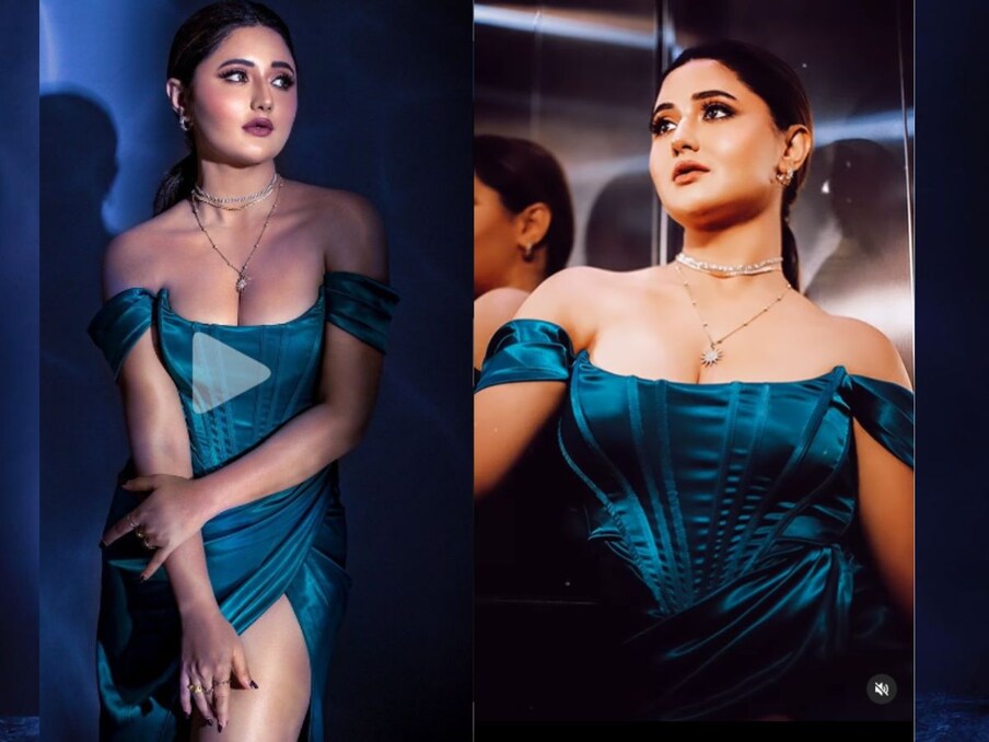  ग्रीन कलर की डीपनेक ड्रेस में रश्मि देसाई गजब ढा रही हैं. हर कोई उनके गॉर्जियस लुक की तारीफ कर रहा है. (Photo Source- Instagram)