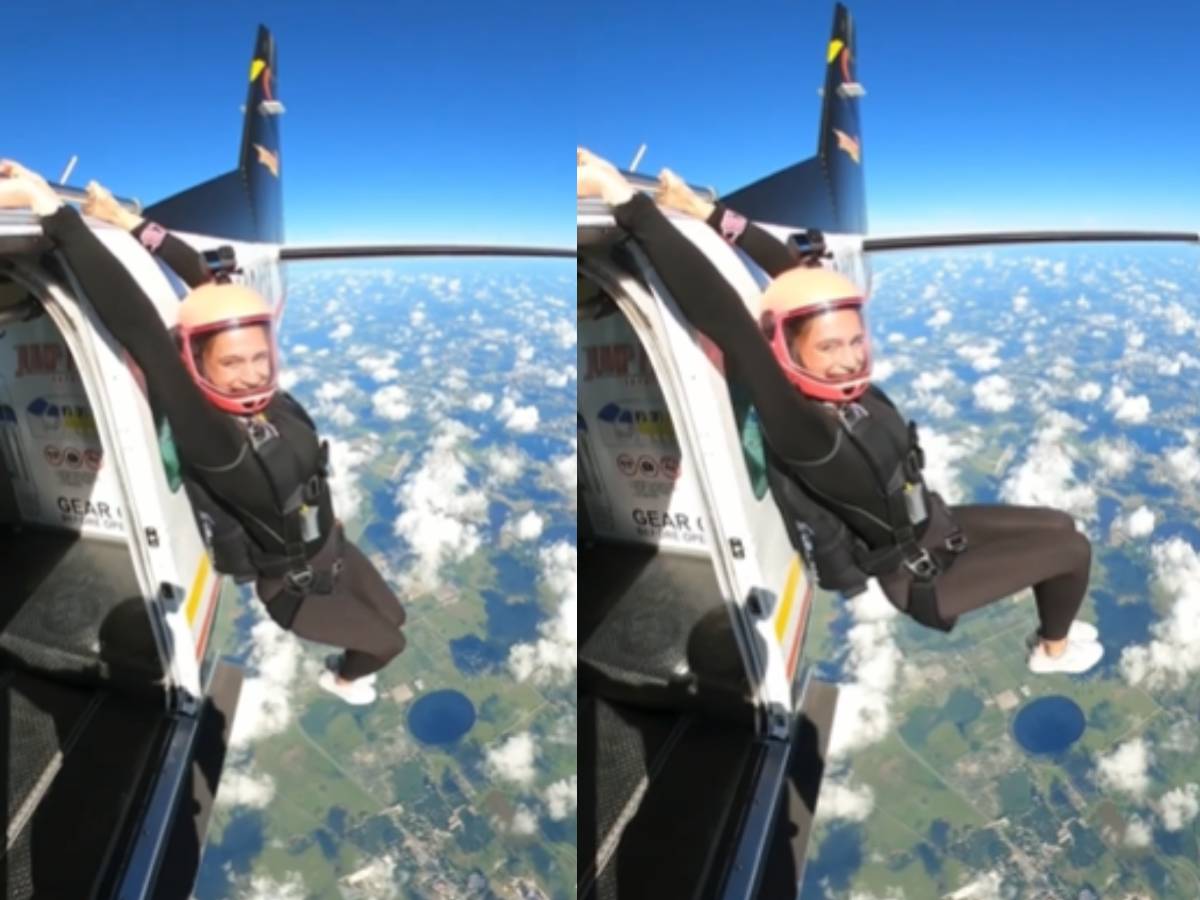 Video स्काई डाइविंग से पहले हवा में एक्सरसाइज़, होश उड़ा देगा महिला का ये अंदाज़ viral