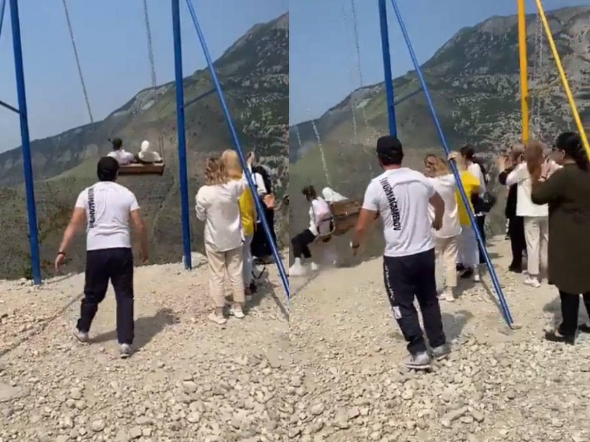 Video खाई किनारे मज़े से झूला झूल रही थीं लड़कियां, फिर जो हुआ उसे