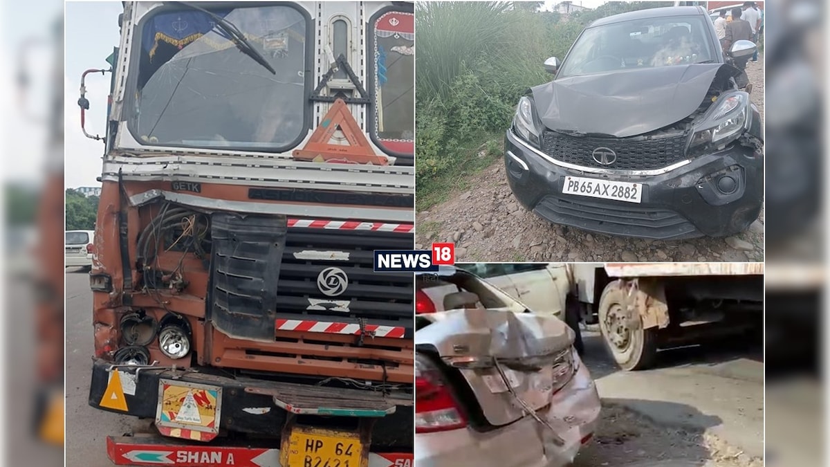 सोलनः तेज रफ्तार ट्रक ने 6 गाड़ियों को मारी टक्कर 4 सवार गंभीर रूप से हुए घायल