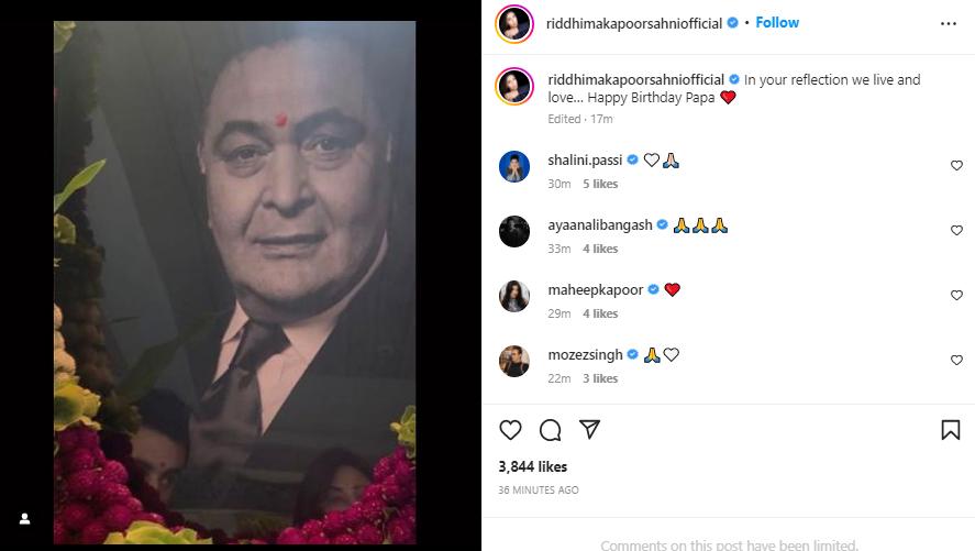 Rishi kapoor Birth anniversary Riddhima Kapoor Sahni