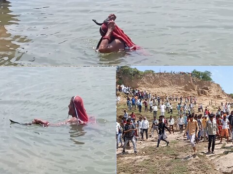 Sheopur News: श्योपुर जिले में तेजा दशमी के दिन बुजुर्ग ने चंबल में डुबकी लगाई और काला सांप निकाल लाए. 