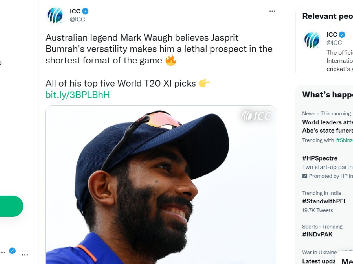 Australian legend Mark Waugh, five T20I players, mark waugh, T20 World Cup, Jasprit Bumrah, Shaheen Shah Afridi, best for T20I World Cup, Jasprit Bumrah, team india t20 world cup