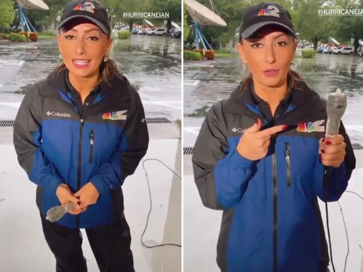 रिपोर्टर फ्लोरिडा में आए तूफान की खबर को कवर कर रही थीं जब उनके माइक पर लोगों का ध्यान गया. (फोटो: Instagram/kylagaler)