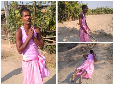 चंदन झा पिछले पांच साल से दंड प्रणाम के साथ छठ घाट जाते हैं. 