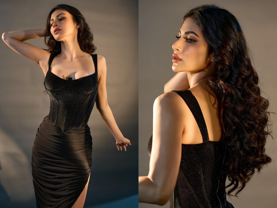 Mouni Roy New Photos: झिलमिलाती काली ड्रेस में मौनी रॉय लगीं हूर की परी,  तस्वीरें देख कहेंगे मजा आ गया! - mouni roy share her new photos in black  bodycon dress lets