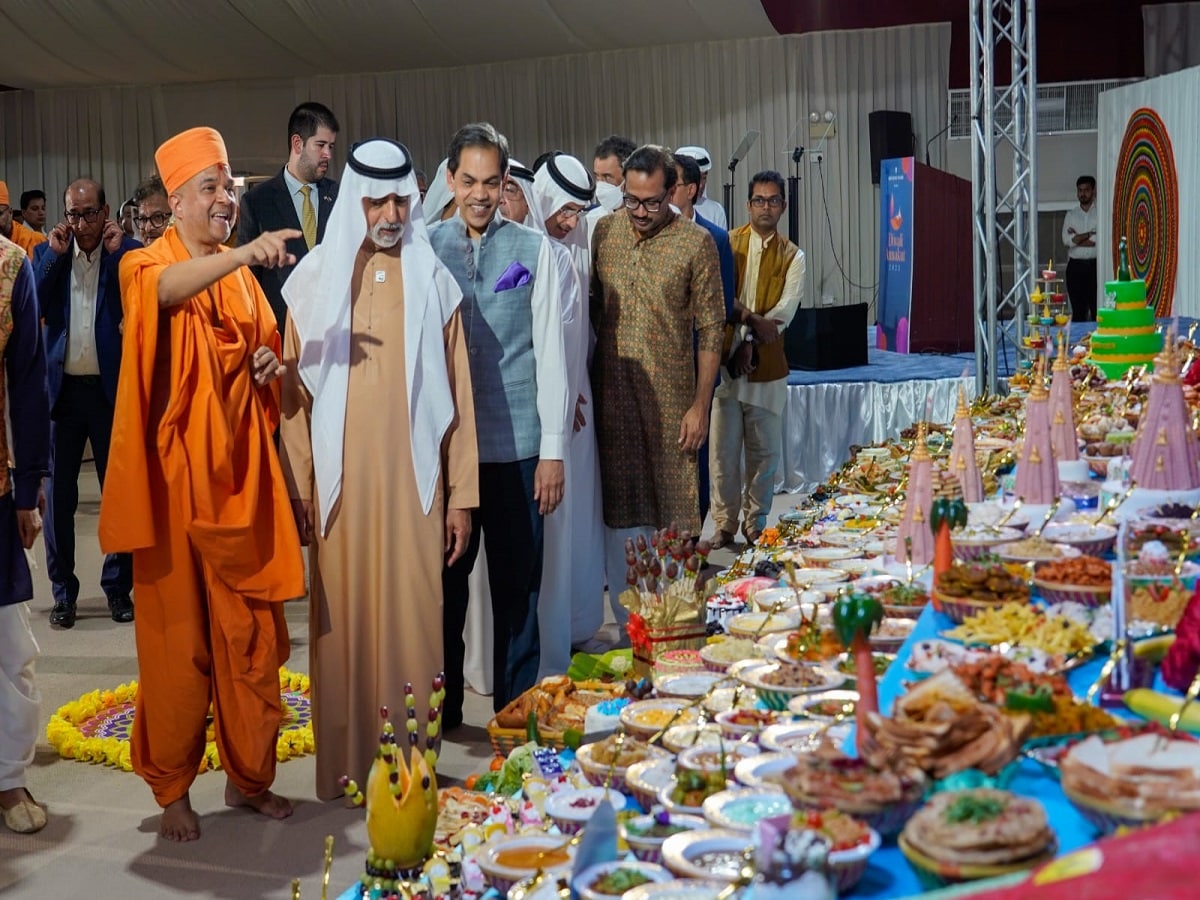 Culture and Knowledge Development Minister Mubarak Al Nahyan attended Diwali celebrations at BAPS Temple in Abu Dhabi. 
