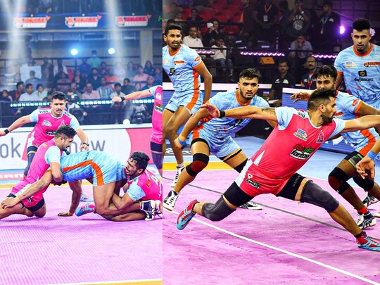 पिंक पैंथर्स ने टाइटंस को हराकर चौथी जीत दर्ज की. (Photo- PKL Twitter page)