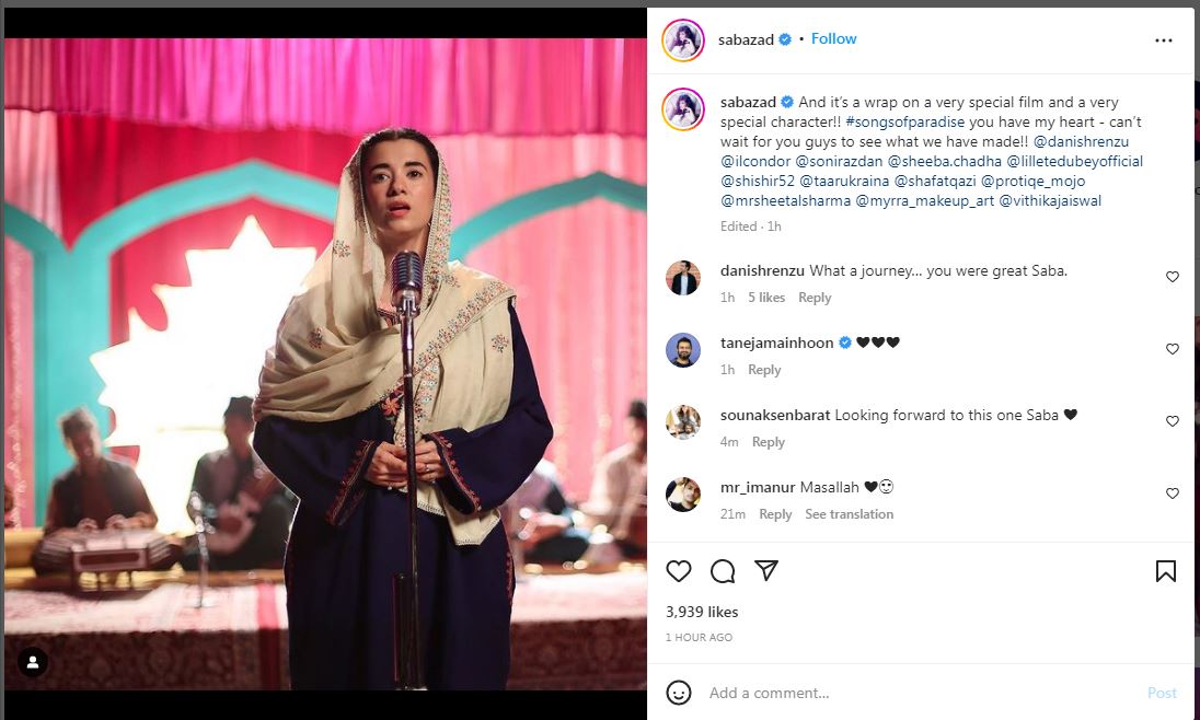 saba azad post