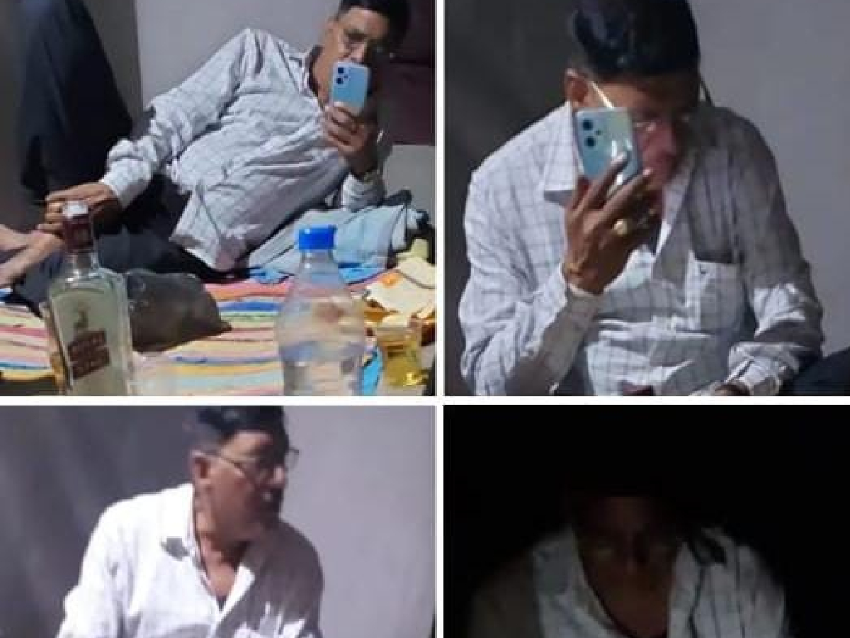 बंद कमरे में शराबपीते फोटो वायरल लौकरिया थाना में तैनात एसआई