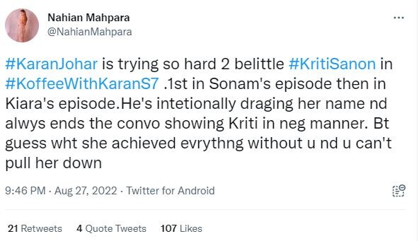 Kriti Sanon, Karan Johar belittling Kriti Sanon, Karan Johar, Kriti rejected Lust Stories, कृति सेनन 'लस्ट स्टोरीज', करण जौहर