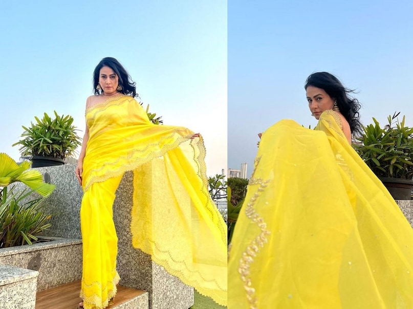 Pakhi Hegde Latest Photos in Yellow Saree Pakhi Hegde Latest Photos in Yellow Saree