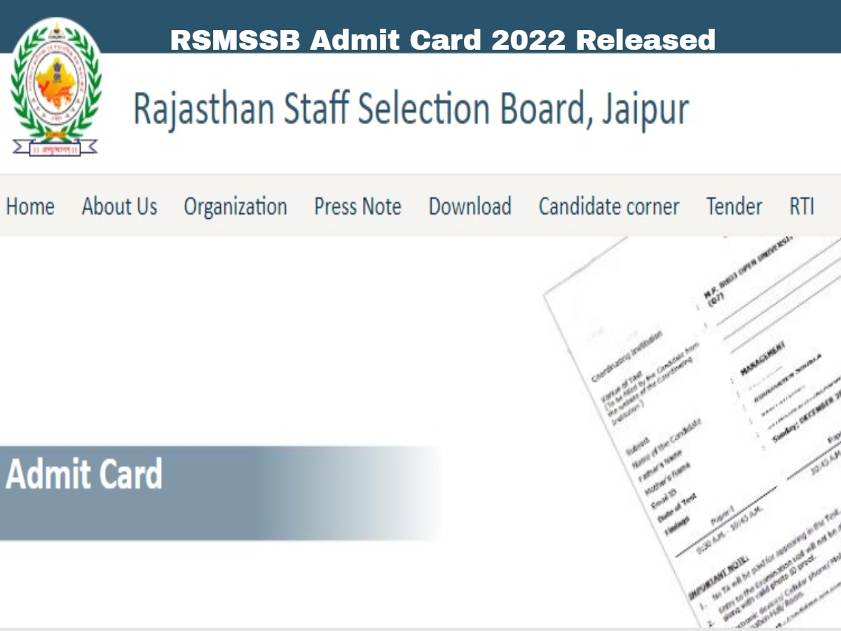 RSMSSB Admit Card 2022 Released: एडमिट कार्ड जारी हो गया है. 